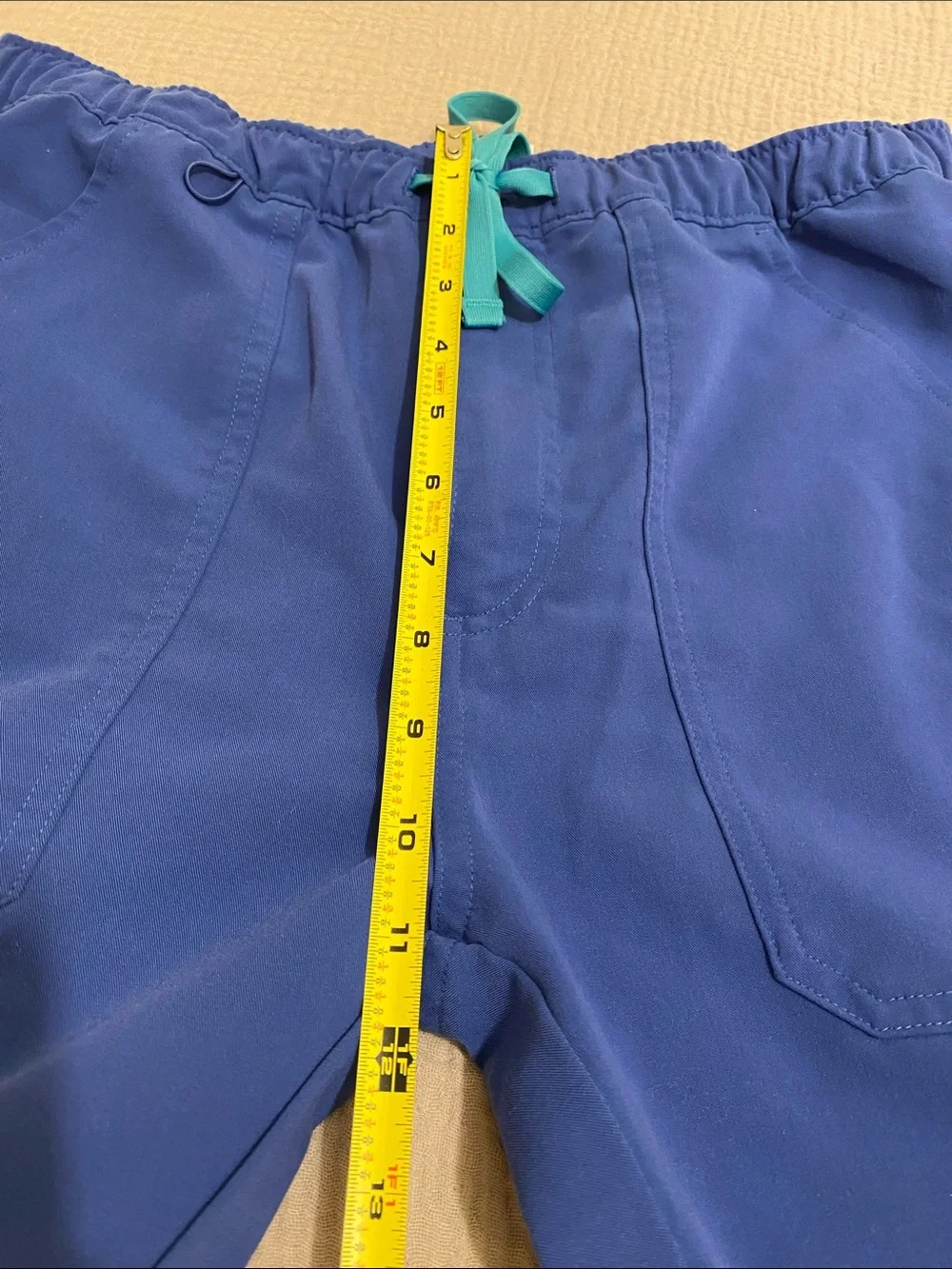 Figs Men's Royal Blue Cargo Pants with Teal Drawstring. Size M